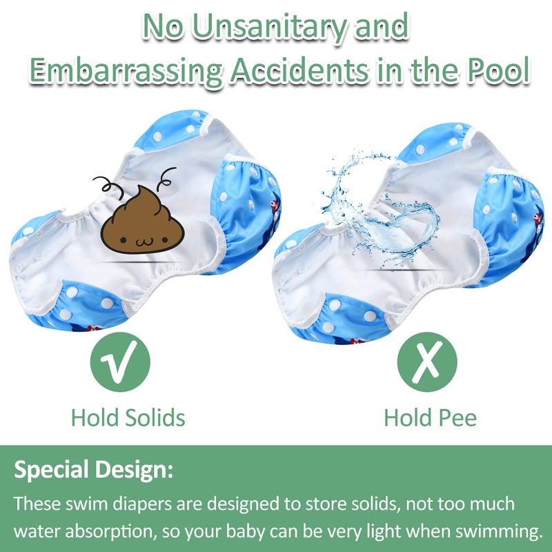 wegreeco Baby & Toddler Snap One Size Adjustable Reusable Baby Swim Diaper (Sea-Elves, Large, 3 Pack) - Image 5